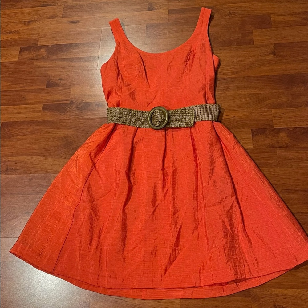 Nine West Orange Mini Dress with Brown Belt